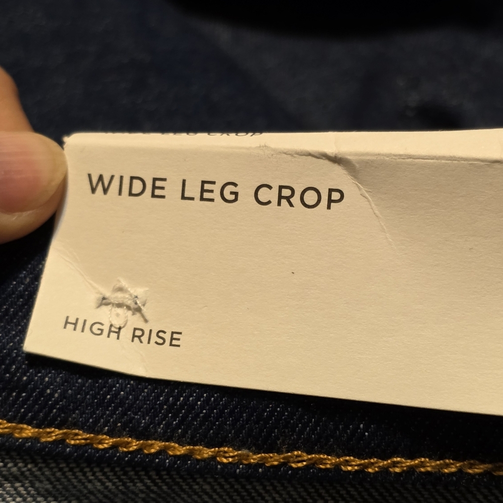 Loft  Outlet High Rise Wide Leg Crop Jeans In Dark Wash Size 0 - Picture 8 of 12